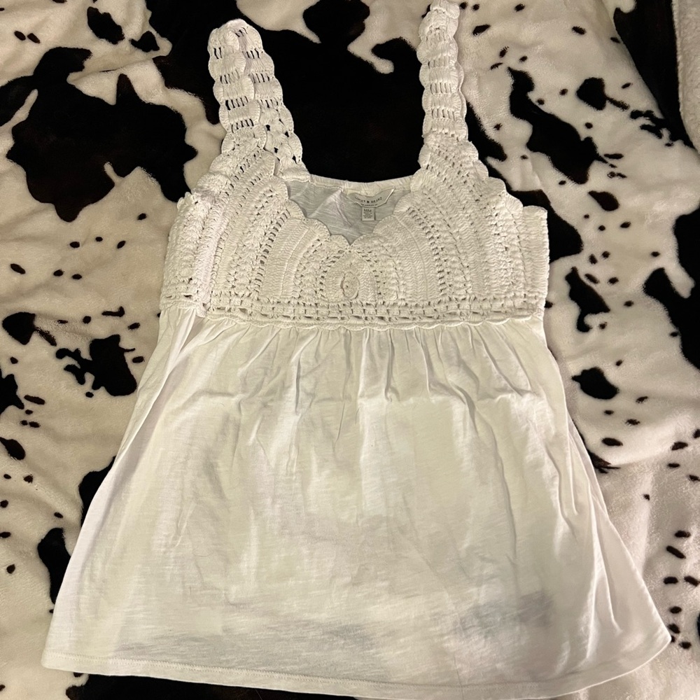 Lucky Brand White Crochet Tank Top